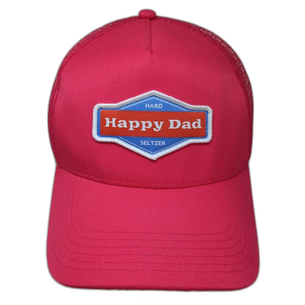 Happy Dad Trucker Hat Pink One Size Hard Seltzer Mesh Snapback Adjustable Logo